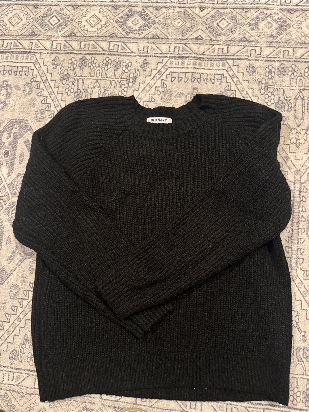 Old Navy Men's Black Crewneck Ribbed Knit Sweater